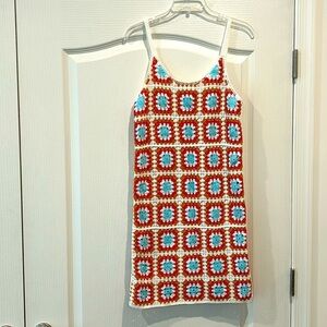 Colorful Crochet Mini Dress